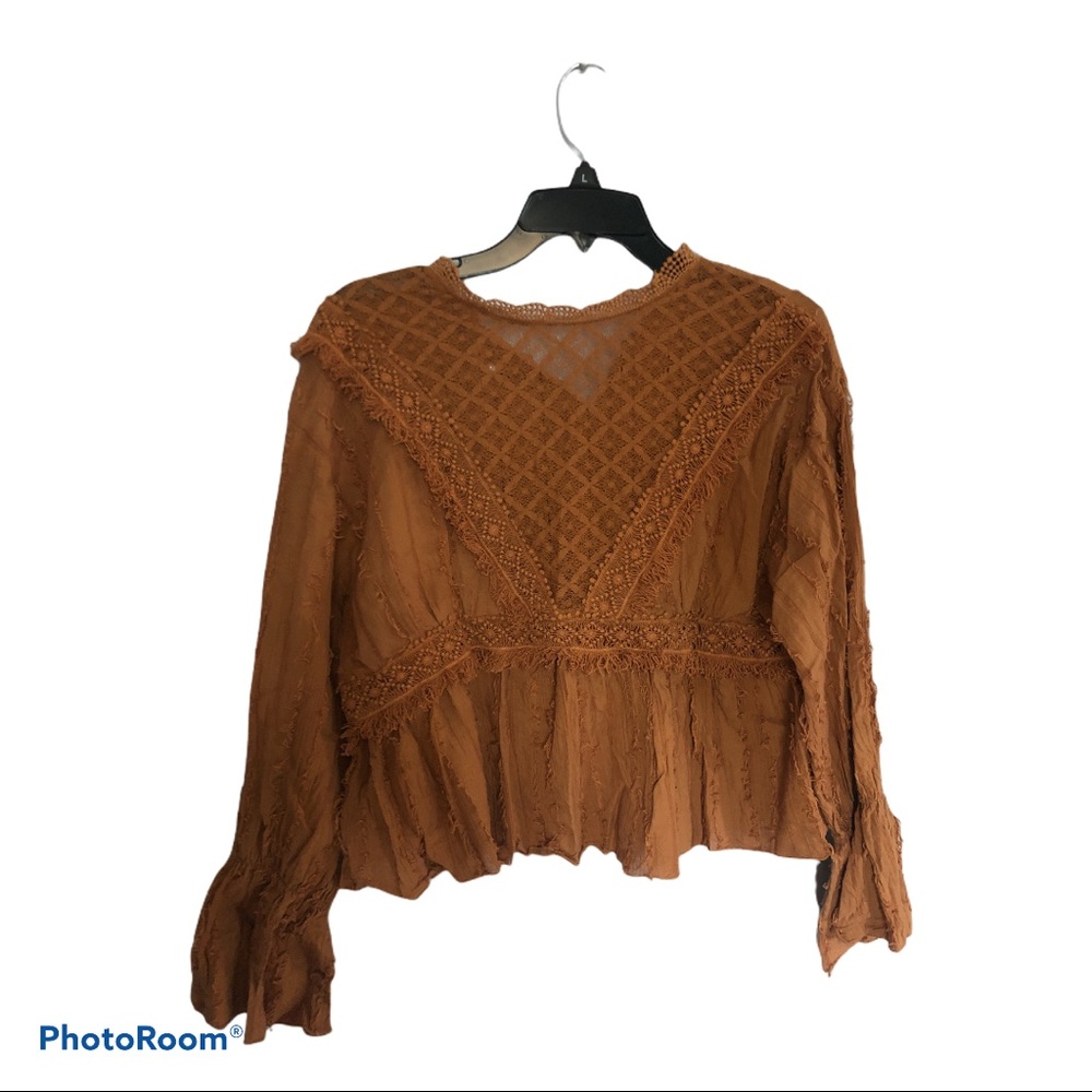Rocks & Indigo women’s sleeved orange blouse Sz S